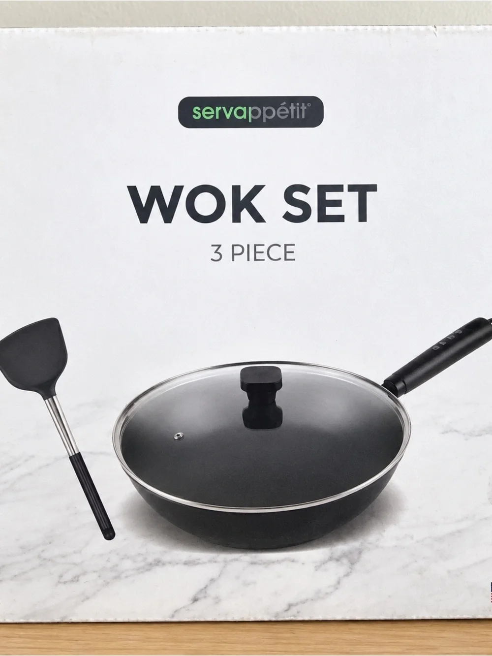 Servapetitt Black 3-Piece Wok Set